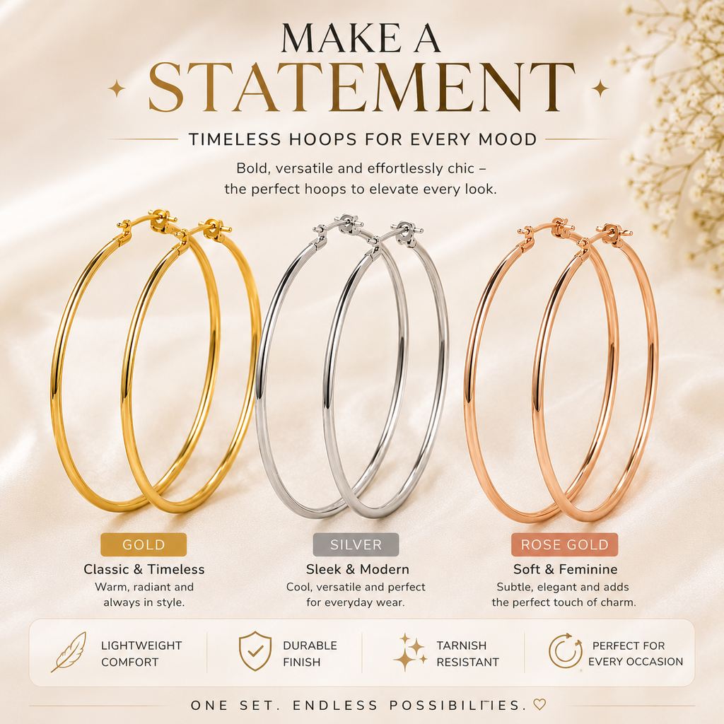 9 Pair Round Hoop & Stud Collection