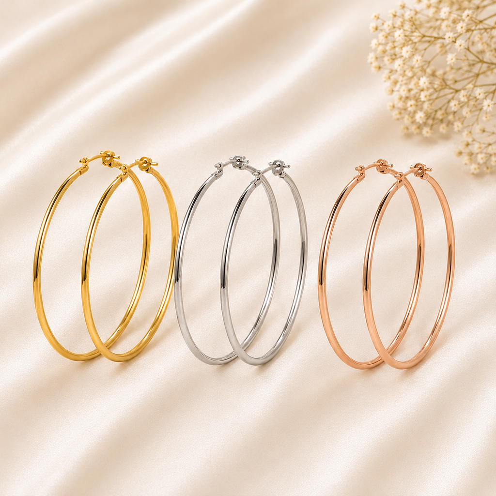 9 Pair Round Hoop & Stud Collection