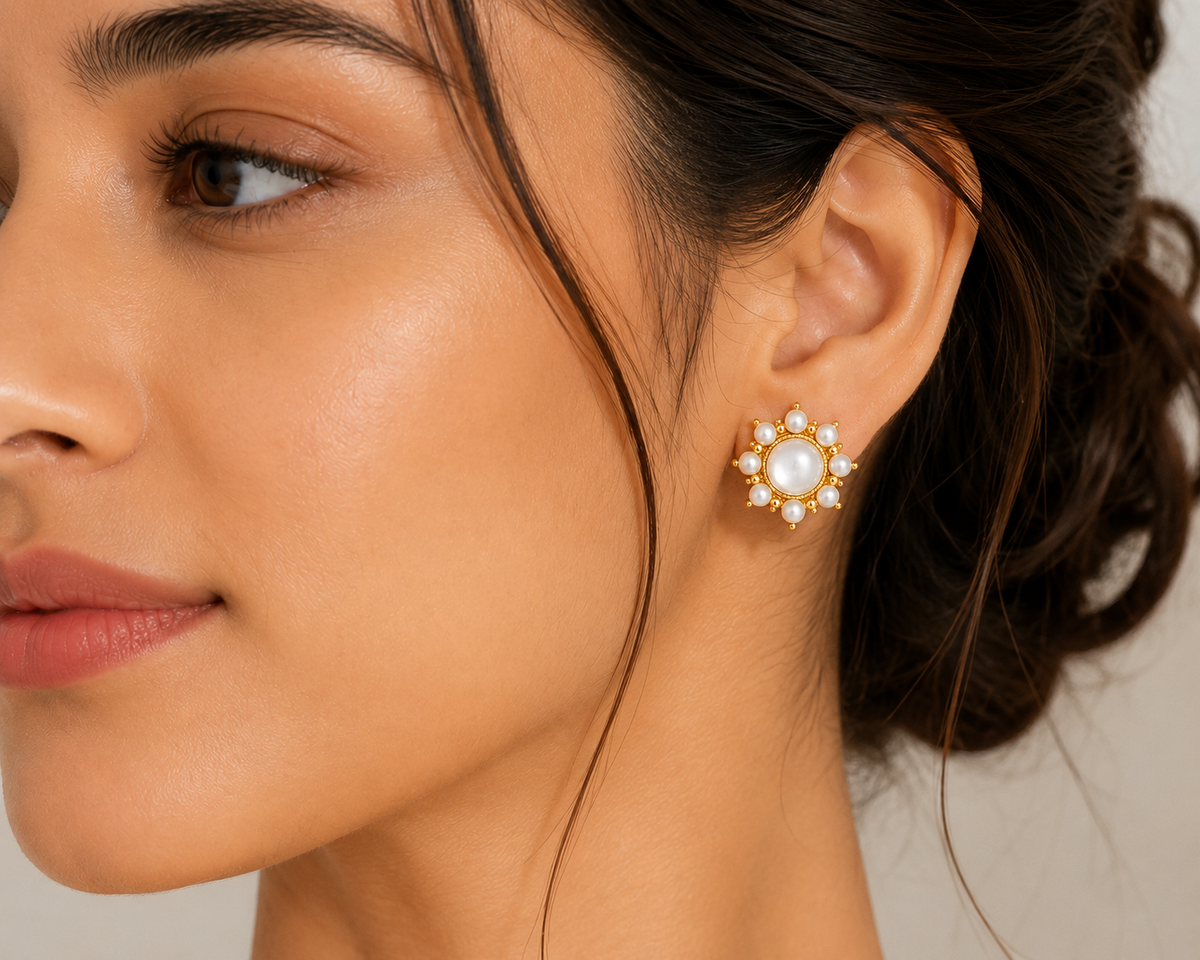 Pearl Halo Studs