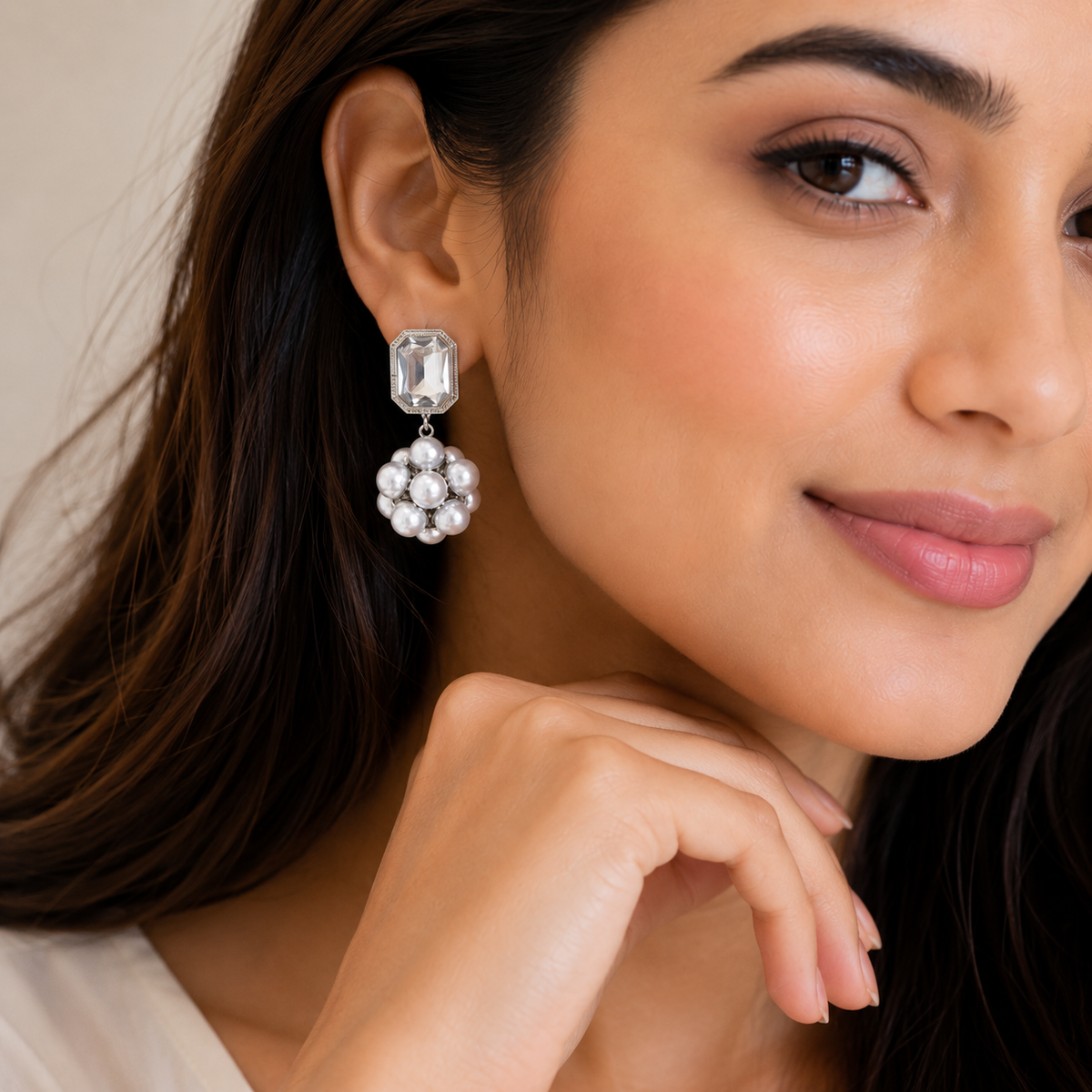 Crystal & Pearl Cluster Drops