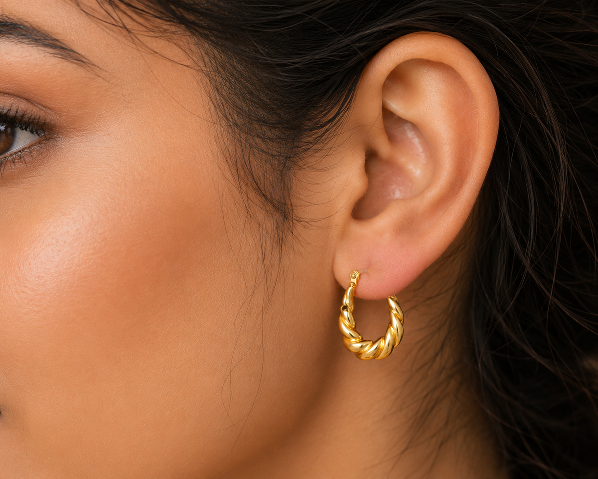 Twisted Hoop Huggie Earrings
