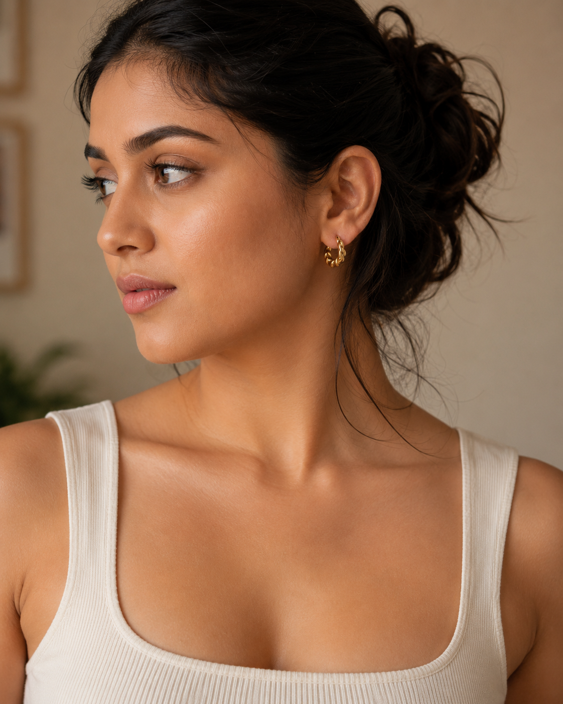 Twisted Hoop Huggie Earrings