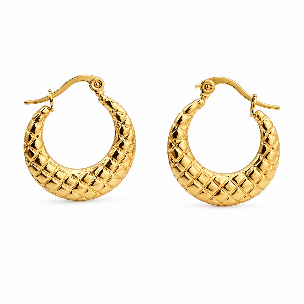 Quilted Hoop Huggie Earring