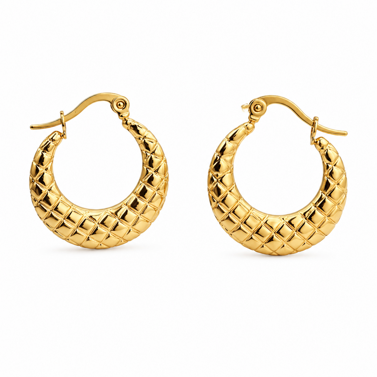 Quilted Hoop Huggie Earring