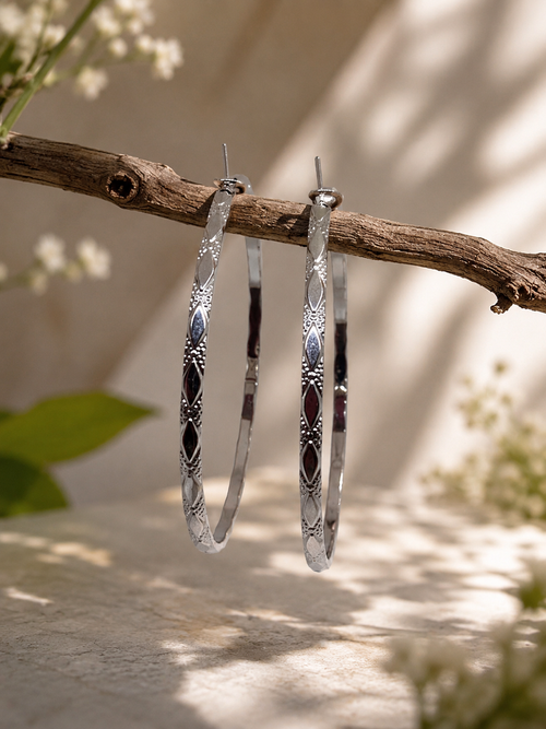 9 Pair Round Textured Hoop & Stud Collection