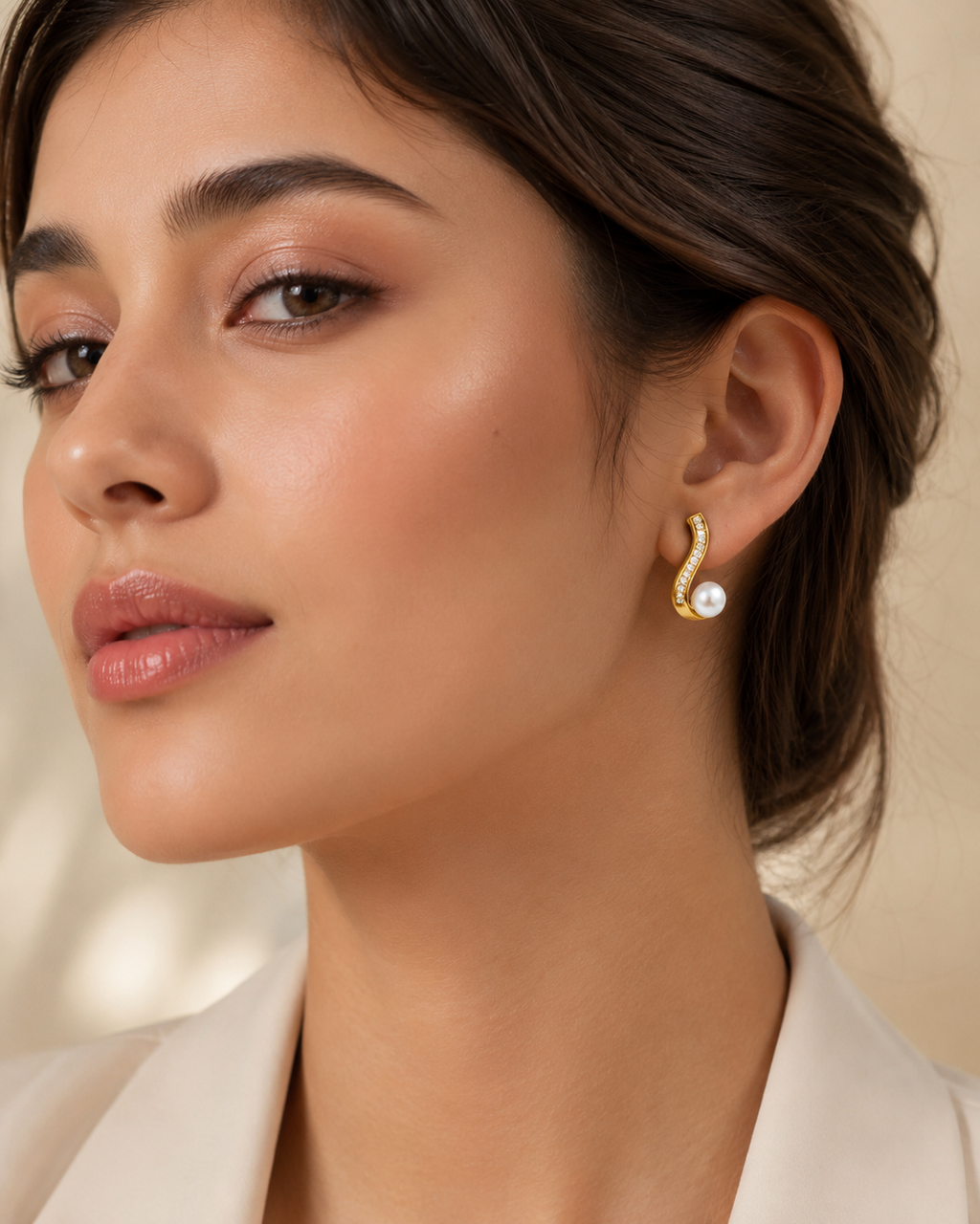 Korean Pearl Curve Earrings