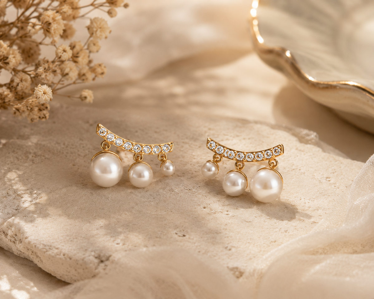 Floating Pearl Studs
