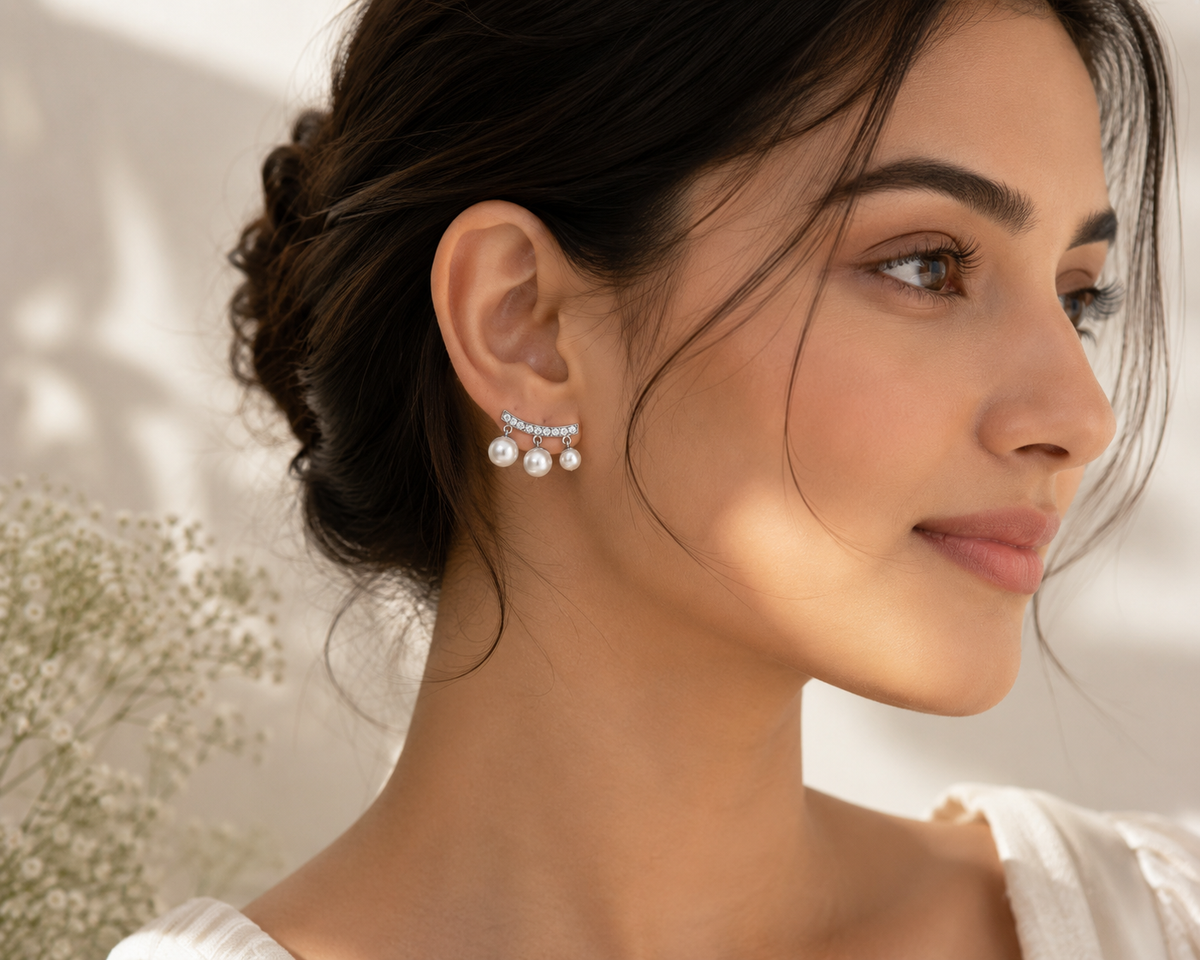 Floating Pearl Studs