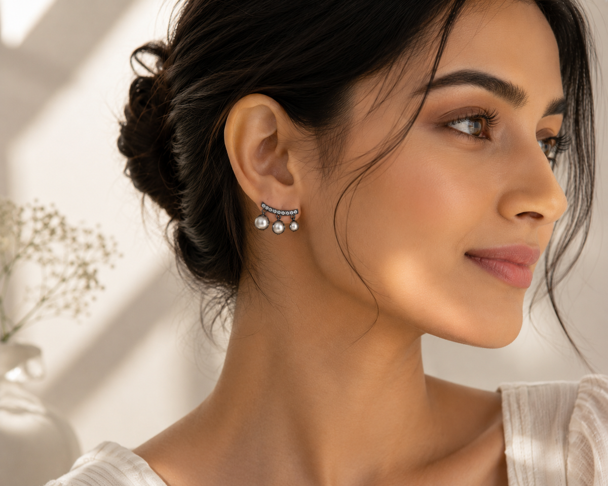 Floating Pearl Studs