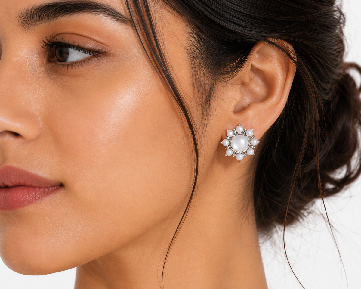Pearl Halo Studs