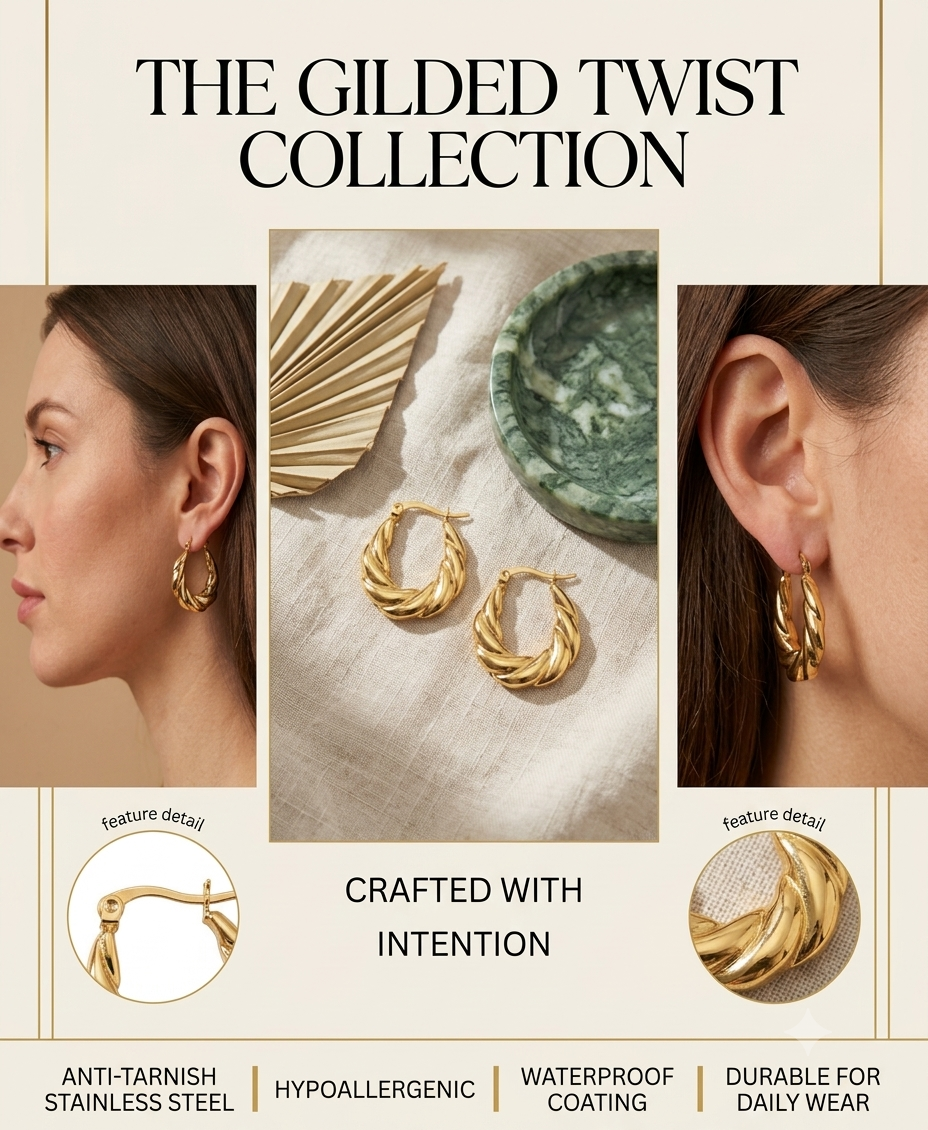 Twisted Hoop Huggie Earrings