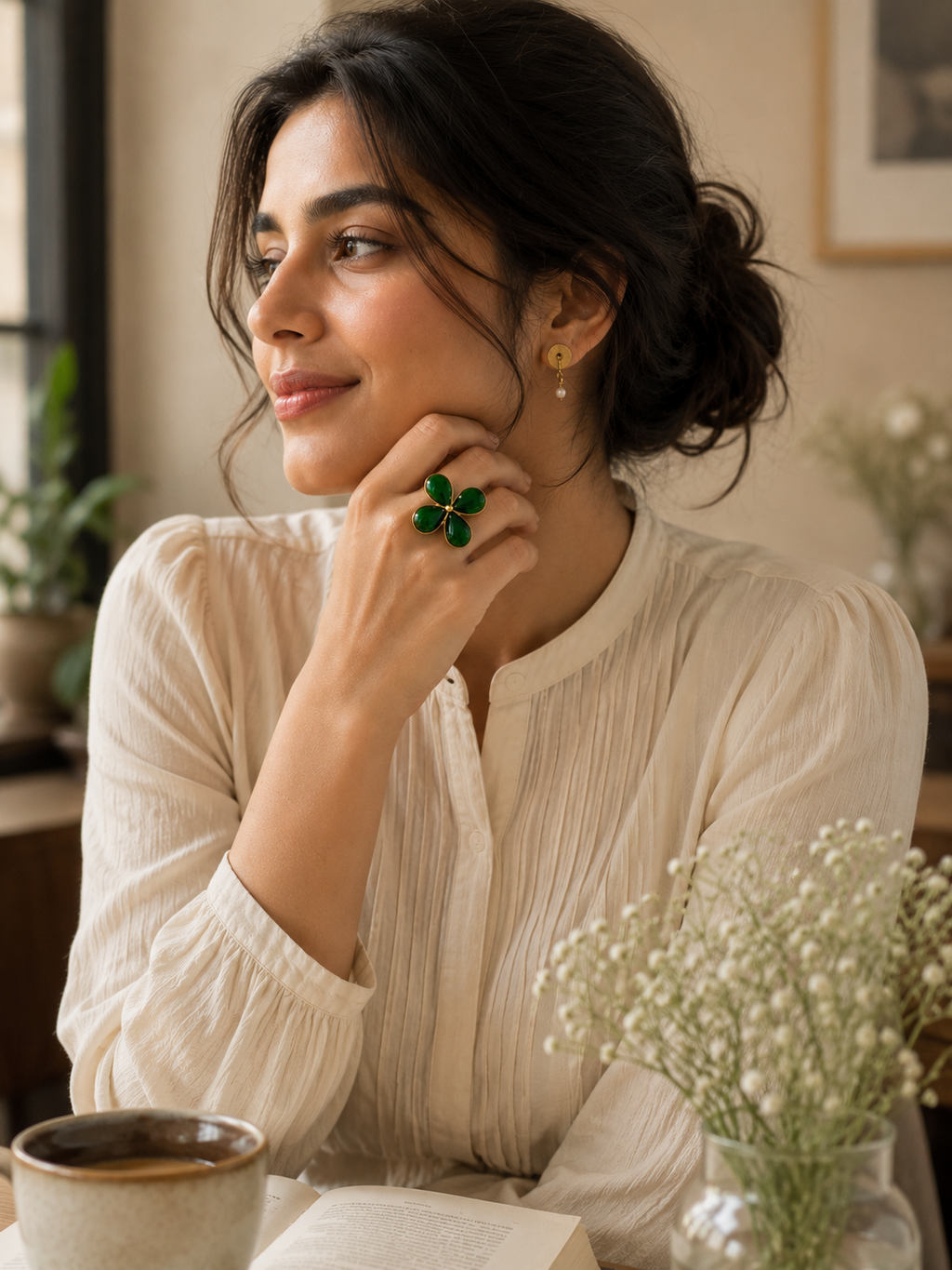 Green stone ring