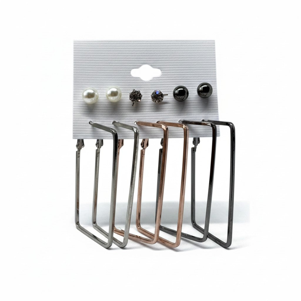 6 Pair Frame Hoops & Studs Set