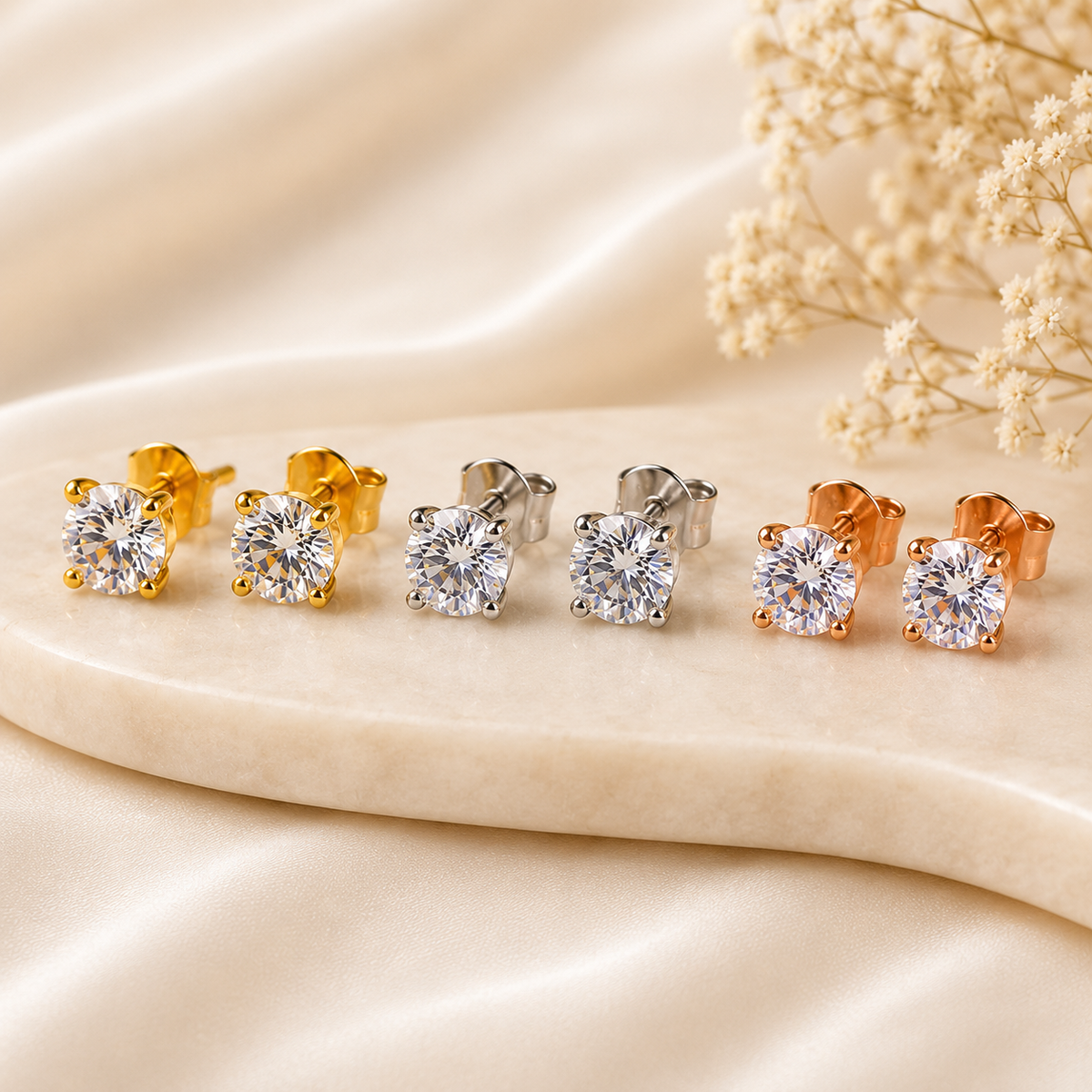 9 Pair Round Hoop & Stud Collection